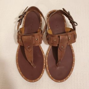 TREASURE & BOND STUDDED LEATHER THONG SANDALS